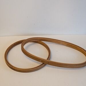 Vintage Lot of 2 Duchess Felted Lined Embroidery hoops Wooden Oval & Round